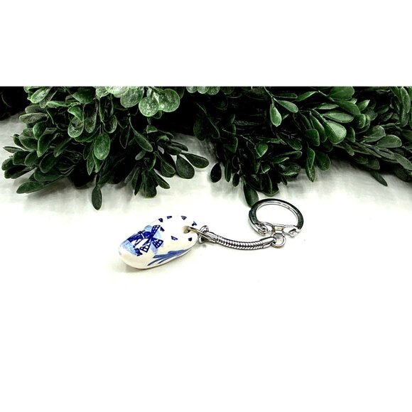 Delft Blue Ceramic Ceramic Shoe Keychain From Holland - Picture 4 of 5